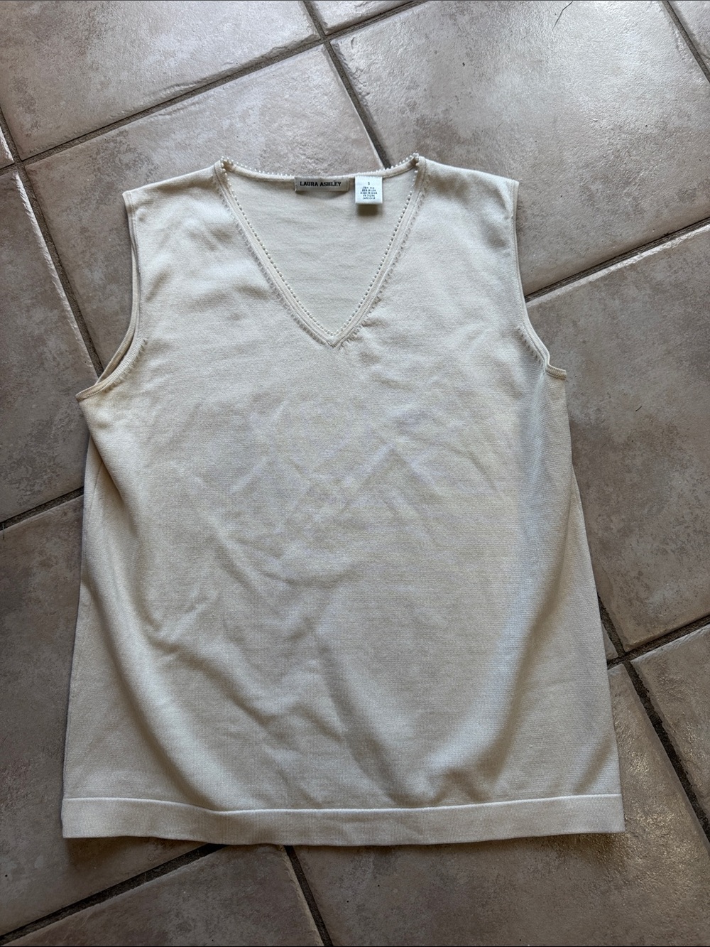 Laura Ashley silk Cream V-Neck Tank